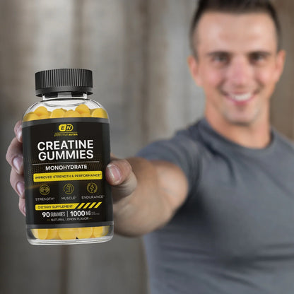 Creatine Gummies for Men & Women - Creatine Monohydrate Gummies for Strength, Muscle, Energy - Natural Lemon Flavor (90Ct)