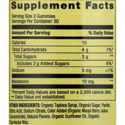 Non GMO Melatonin Dietary Supplement Gummies, Blueberry, 10 Mg, 60 Count